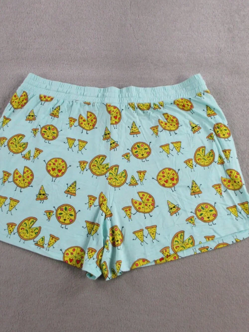 Little Sleepies Pajama Shorts Womens XL Blue Pizza Pals Print Bamboo Lounge PJs - Picture 2 of 8